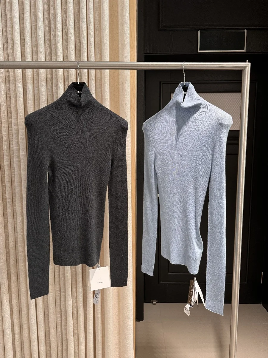 

MAIMAI Two-Tone One-Piece Knitted Base irt Women's Camere Mid-Length Coat Sle Commute Faion Nine-Arm Sve Knitwear