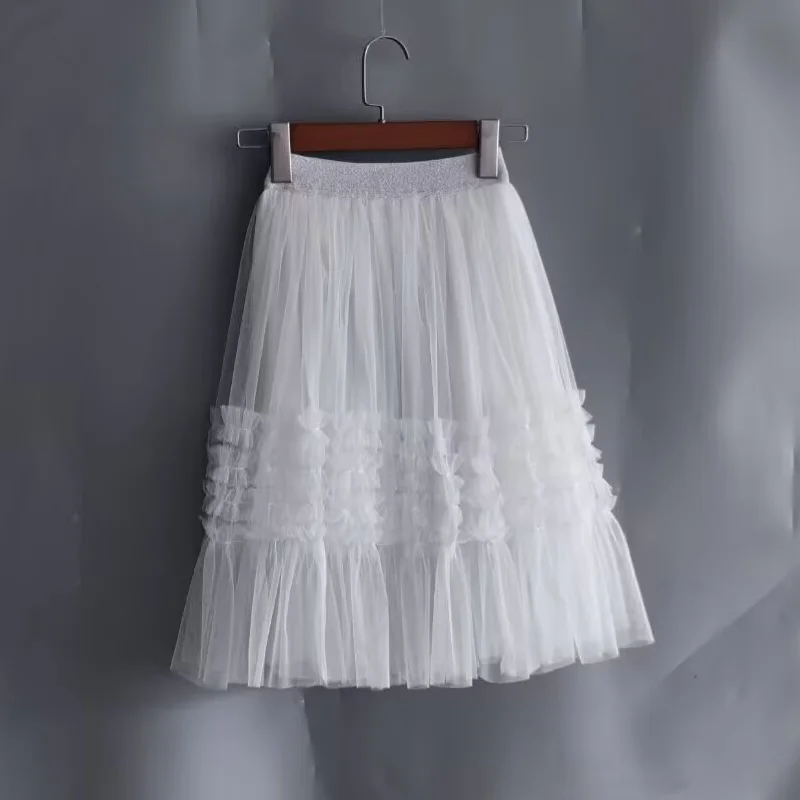 

Summer Girls' Half length Skirt High end Children's Puff Cake Princess pleated skirt stylish mid length skirt 110-160cm