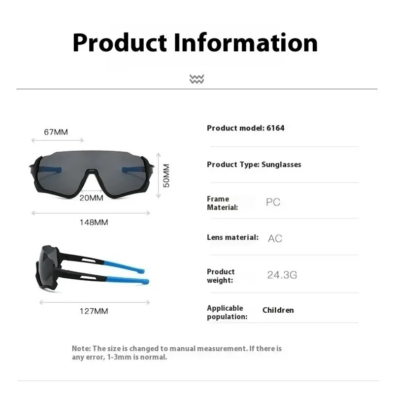 نظارات شمسية كاجوال وشخصية بإطار كبير لعام 2025، نظارات ركوب الدراجات للأطفال، أولاد الطيار الرائع، طفل للفتيات #5