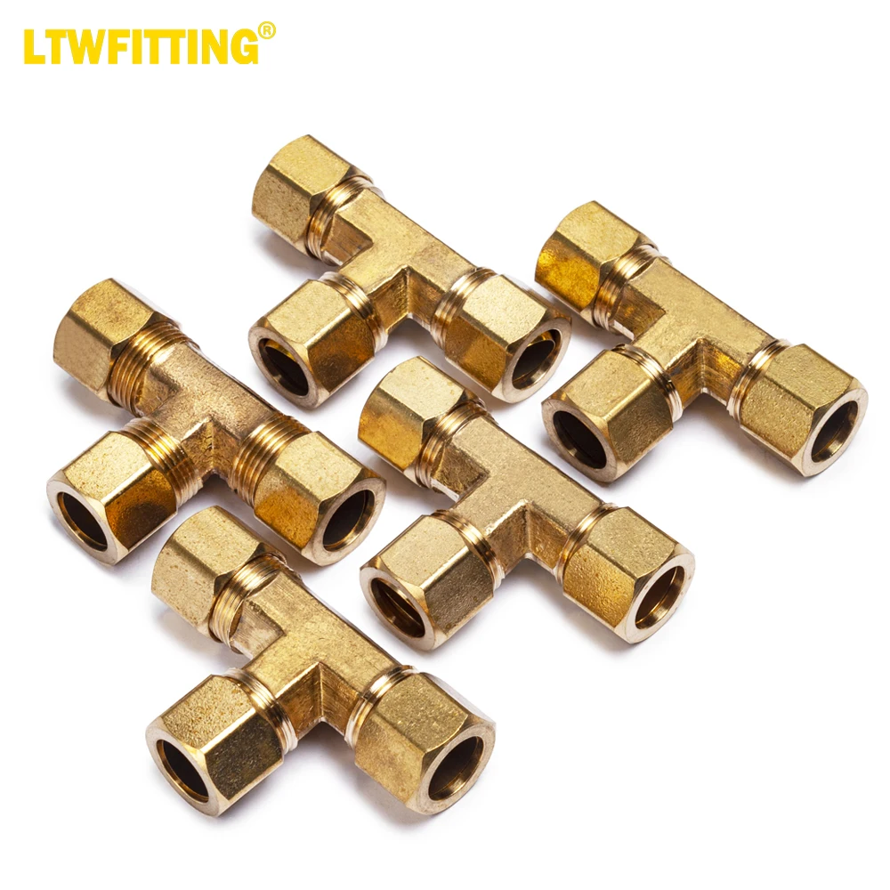 

LTWFITTING 1/2-Inch OD Compression Tee,Brass Compression Fitting(Pack of 5)