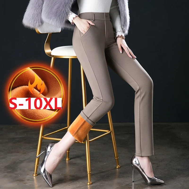 レディースカジュアルレギンス弾性ハイウエストワークパンツファットマンズボン通勤ドレスズボンストレートパンツ 10XL XT1534