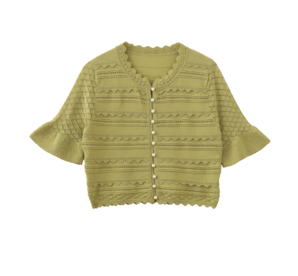 French retro high-end light luxury knitted short this business cardigan half skirt two-piece set