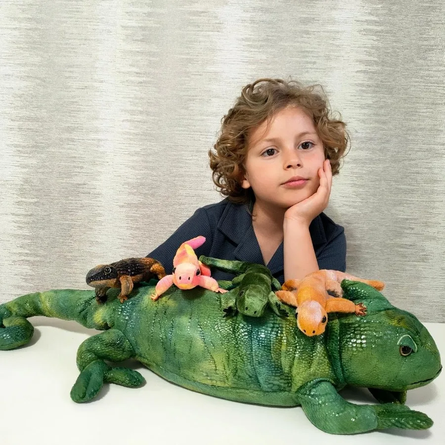 5Pcs Giant Lizard Plush 27 Mother Iguana Stuffed Animal with 4 Baby Lizard Plushies Bearded Dragon Plush Toy for Boys Girls Stu