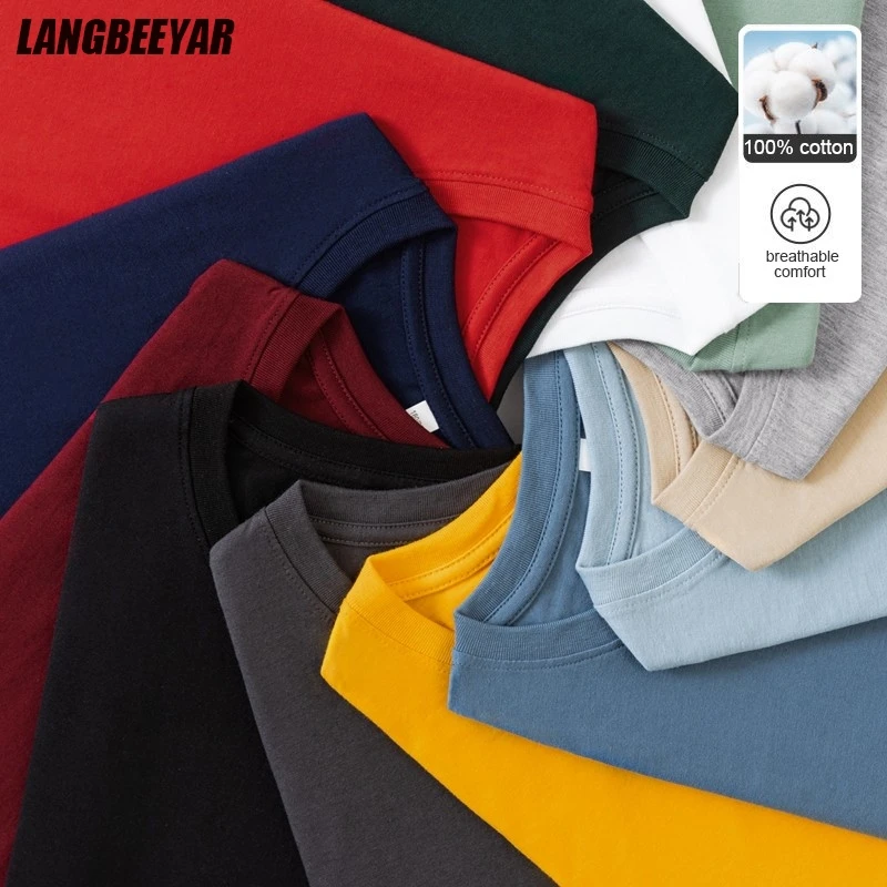 

Высочайшее качество, 100% хлопок, модный бренд, однотонные новые футболки с круглым вырезом, мужские классические топы с длинным рукавом, повседневная мужская одежда 2025