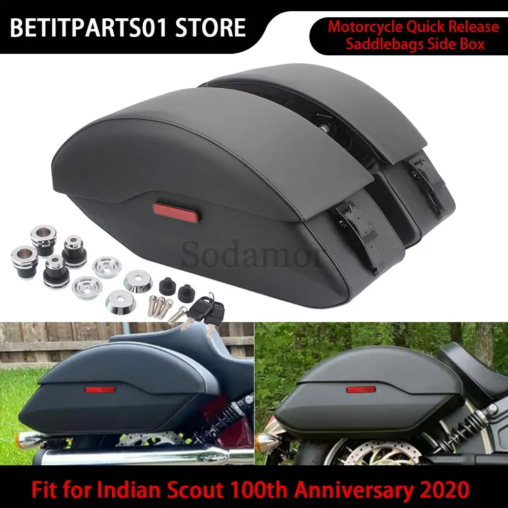 

For Indian Scout ABS 2019-21 100% genuine leather ‎Semi Rigid Saddlebags Side Box And Mounting Spools Kit Motorcycle Accessories