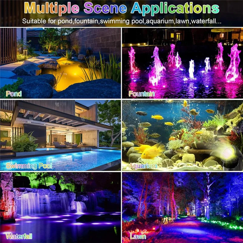 

T98C-подводный пруд, красочные пейзажные прожекторы для рыб, аквариумный аквариум, сад, многоцветная вилка стандарта США