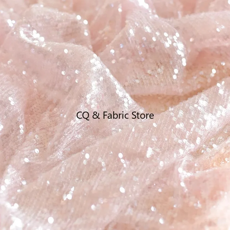 

Multi Color Shiny Full Sequin Embroidered Lace Fabric Wedding Dress Handmade DIY Sewing Material Clothing Decoration Fabric