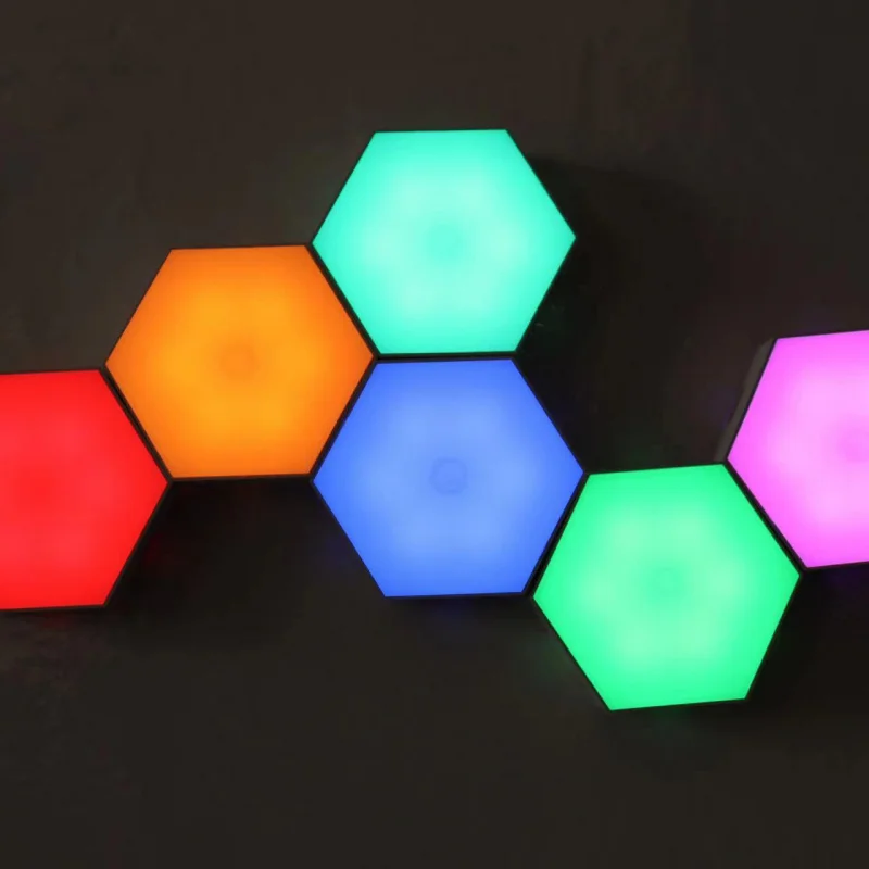 Luz ambiental del cabecero del dormitorio |   Panel LED cuántico hexagonal |   Lámpara sensible al tacto mejorada |   Brillo suave para luz nocturna y habitación