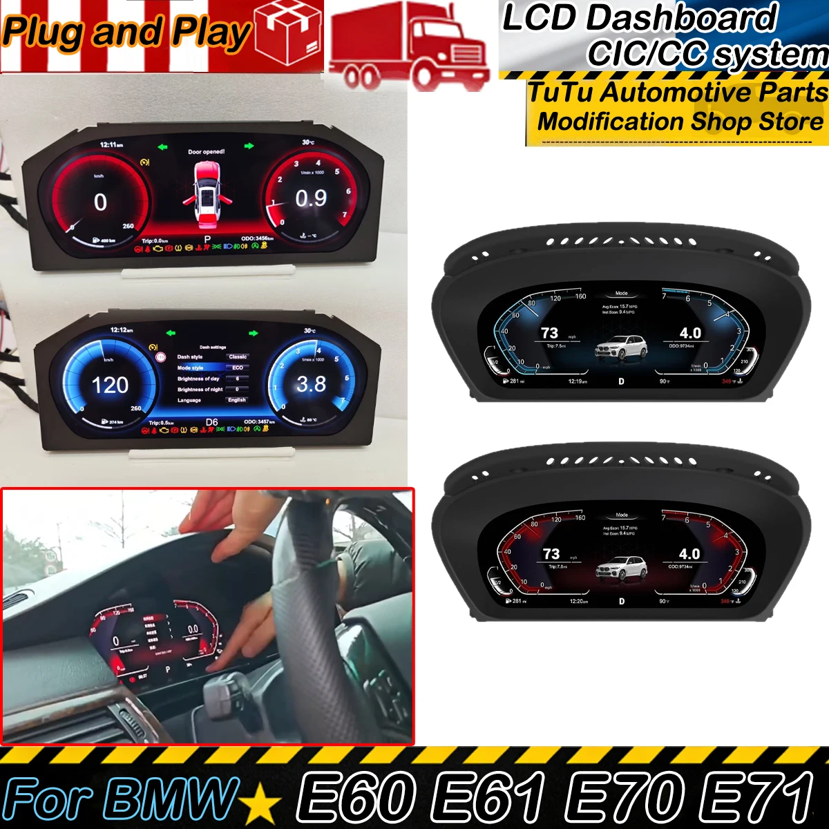 

Car LCD Dashboard for BMW 5 Series E60 E61 7 Series X5 E70 X6 E71 CIC/CC System Speedometer Digital Dashboard Instrument Cluster