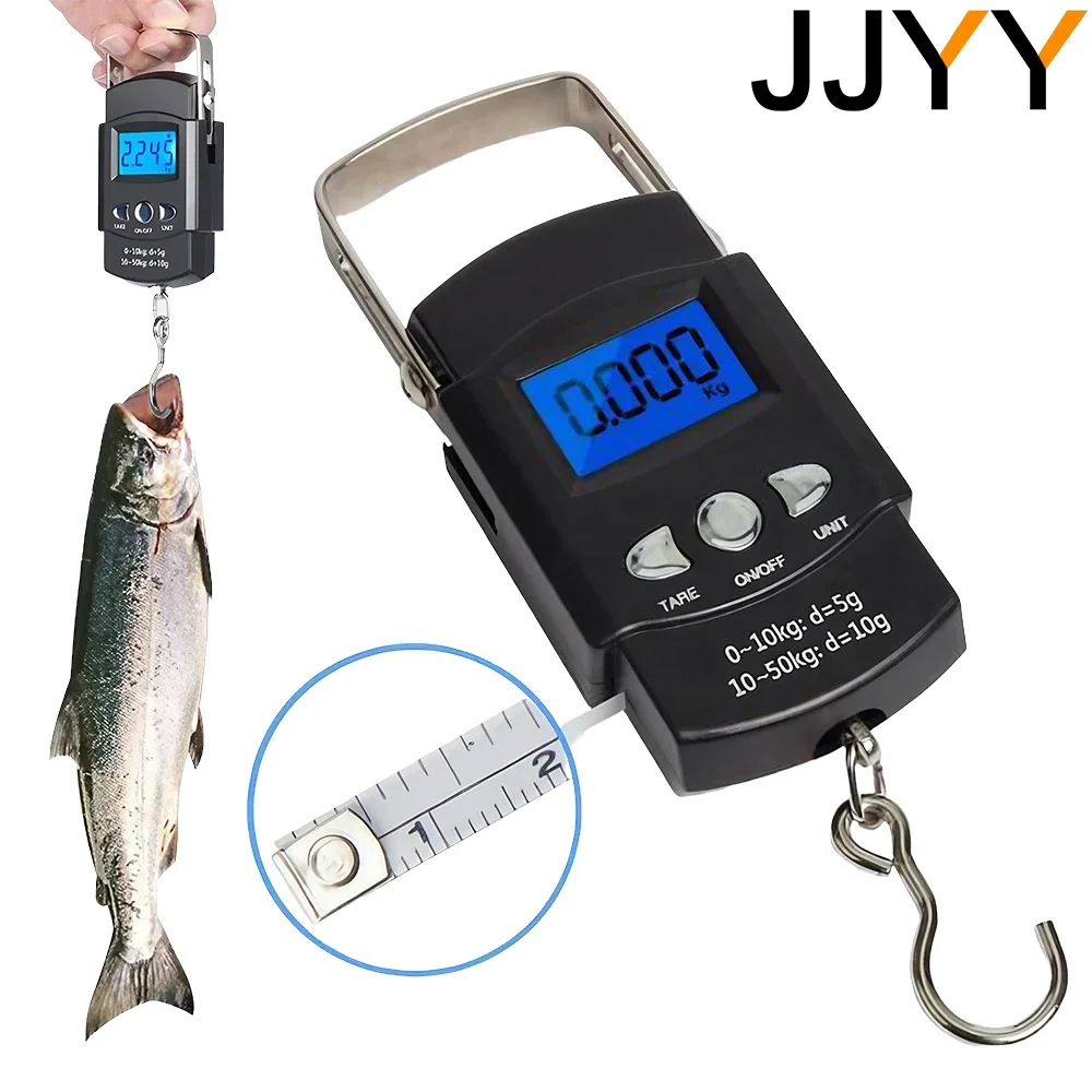 

JJYY Portable Scale with Tape Measure Portable 110 lb/50 kg Hanging Scale Fishing Electronic Pocket Scale Home Weighing