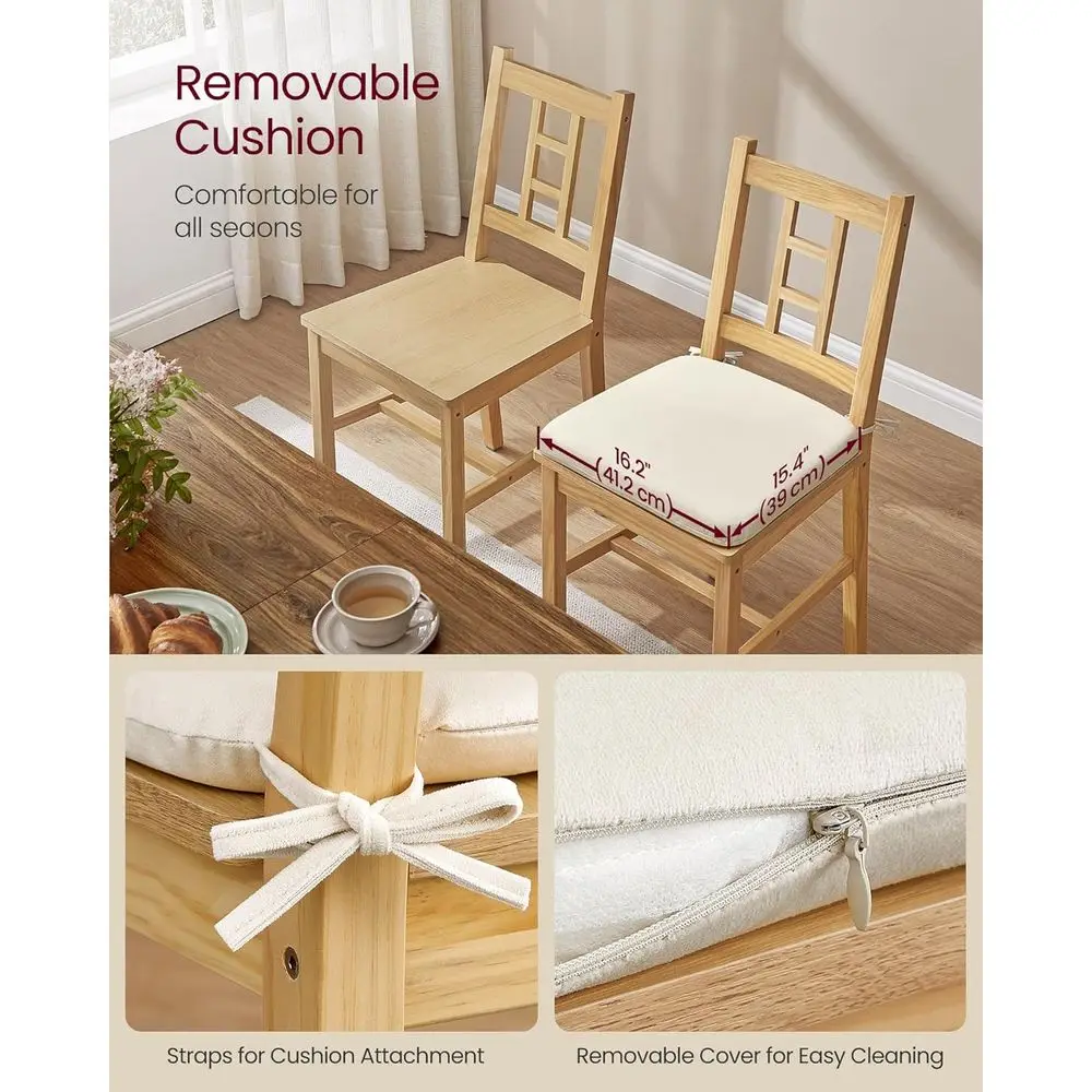 مجموعة من 4 كراسي لتناول الطعام الخشبية مع وسائد، تصميم خلفي منحني، تدعم ما يصل إلى 264 رطل، لمسة نهائية من خشب البلوط #5