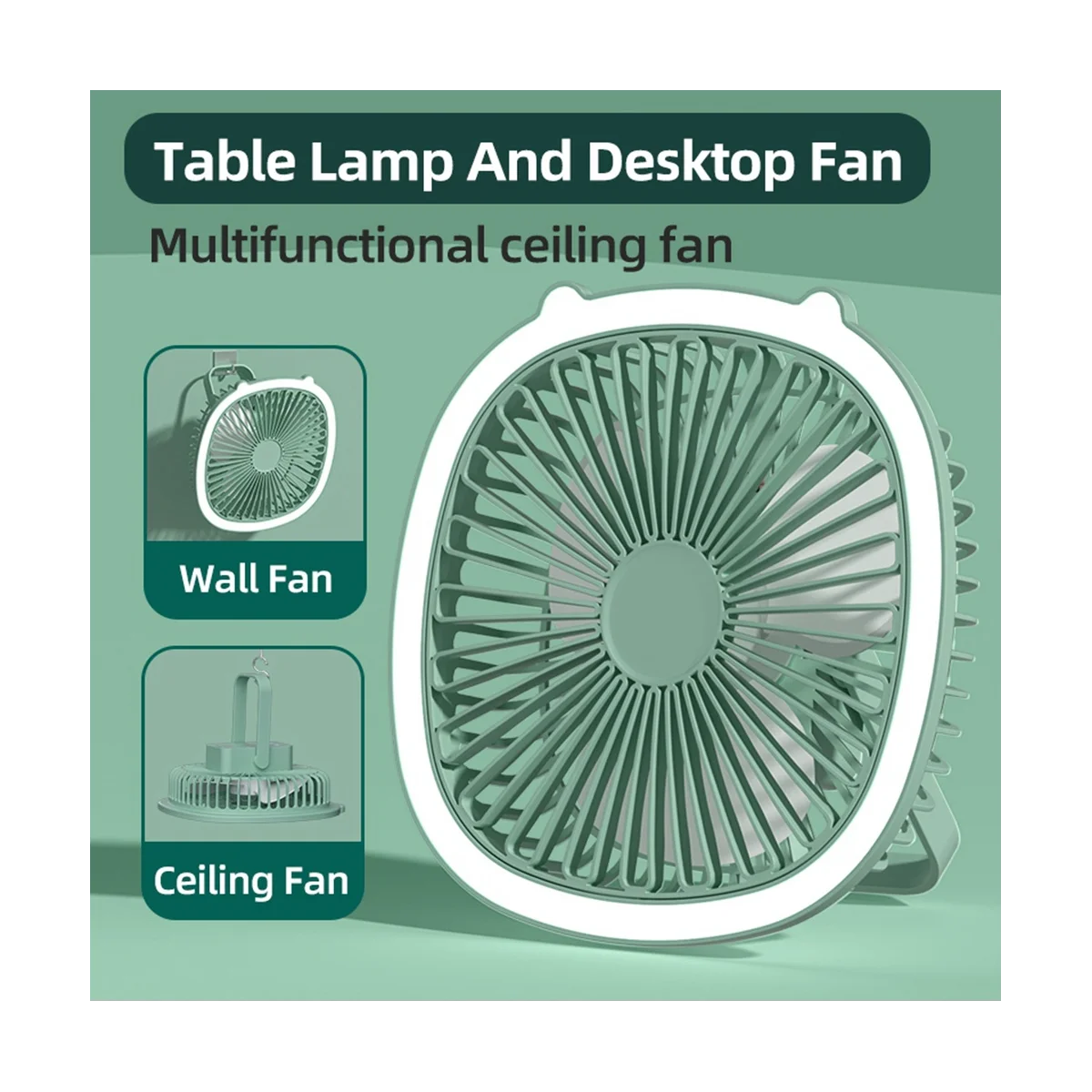 Mini ventilador de escritorio recargable por USB, portátil, para acampar al aire libre, plegable, pequeño, Verano