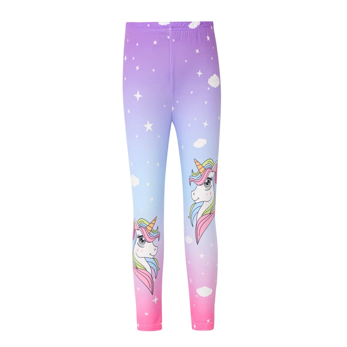 PatPat Kid Girl Unicorn Print Colorblock Elasticized Leggings Soft and Comfortable  Perfect for Outings and Daily Wear