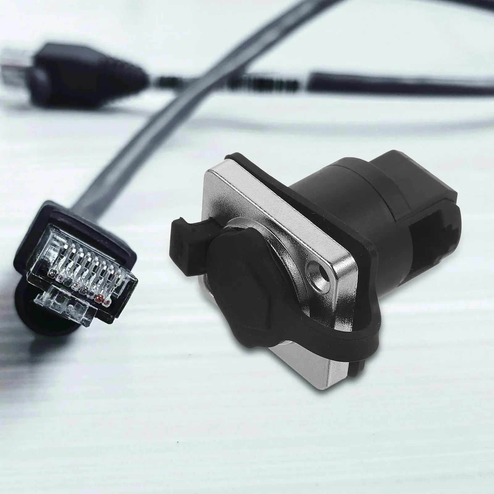 

Waterproof Socket 90 Degree Network Coupler Connector Pass Through Adapter Cable Management Home Office Electrical