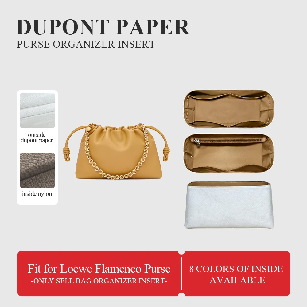 

Dupont Paper Purse Organizer Insert Fit for Loewe Flamenco Purse, Inside Storage Bag Organizer Insert Inner Liner Bag Organizer