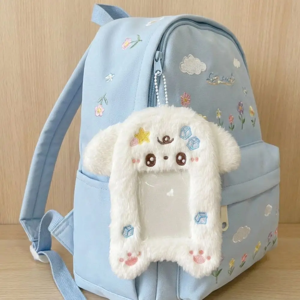 Cartoon Animals Photocard Case Puppy/Angel Pig/Mouse Bag Keychain Photo Card Holder Soft Fluffy Student Card Holder