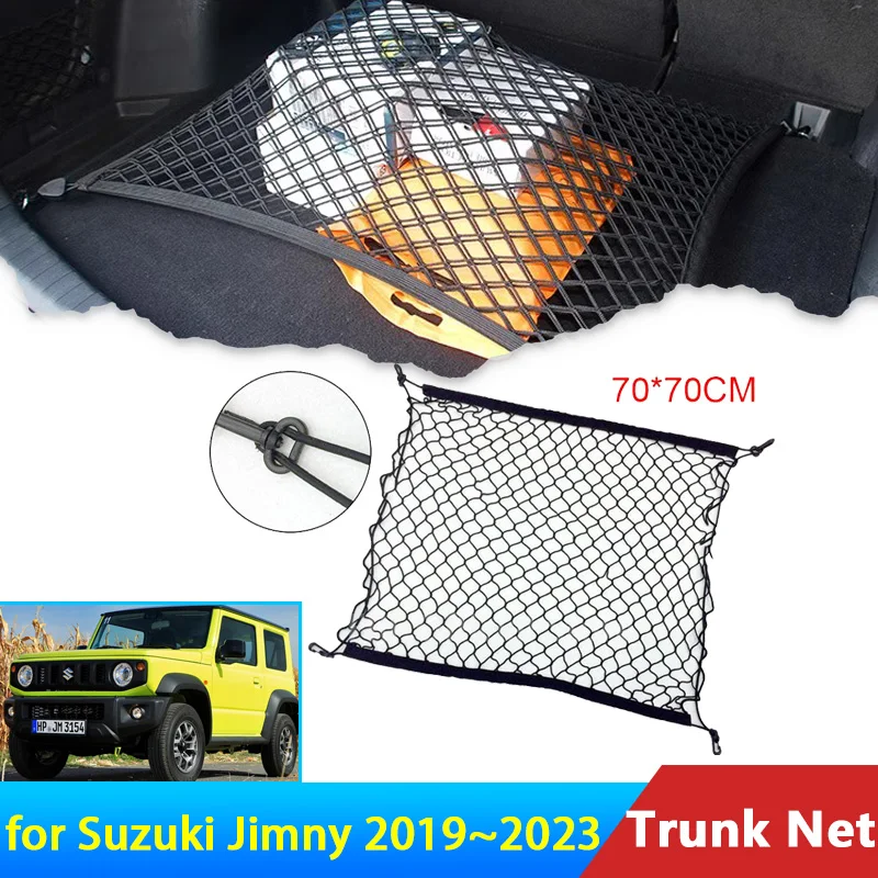 for Suzuki Jimny Sierra 2023 2022 2021 2020 2019 Jb74 JB64W Accessories Car Boot Trunk Cargo Net Nylon Elastic Storage Organizer