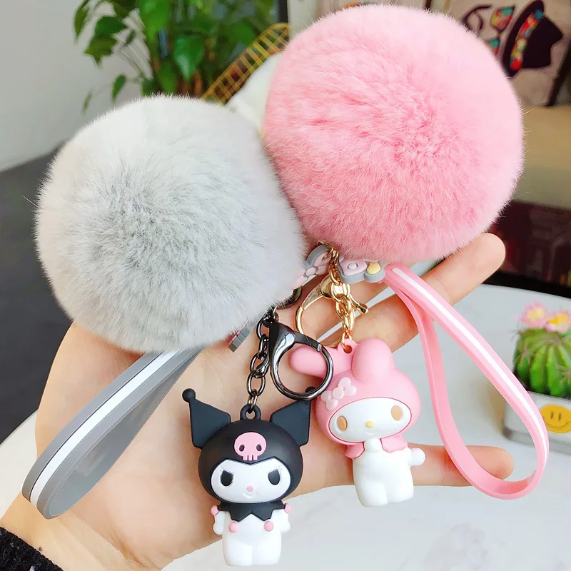 Cartoon Kuromi Sanrio Keychain Cute MelodyHello Kitty Cinnamoroll Doll Pendant Decoration Keyring Jewelry Girl&Child Gifts Toy