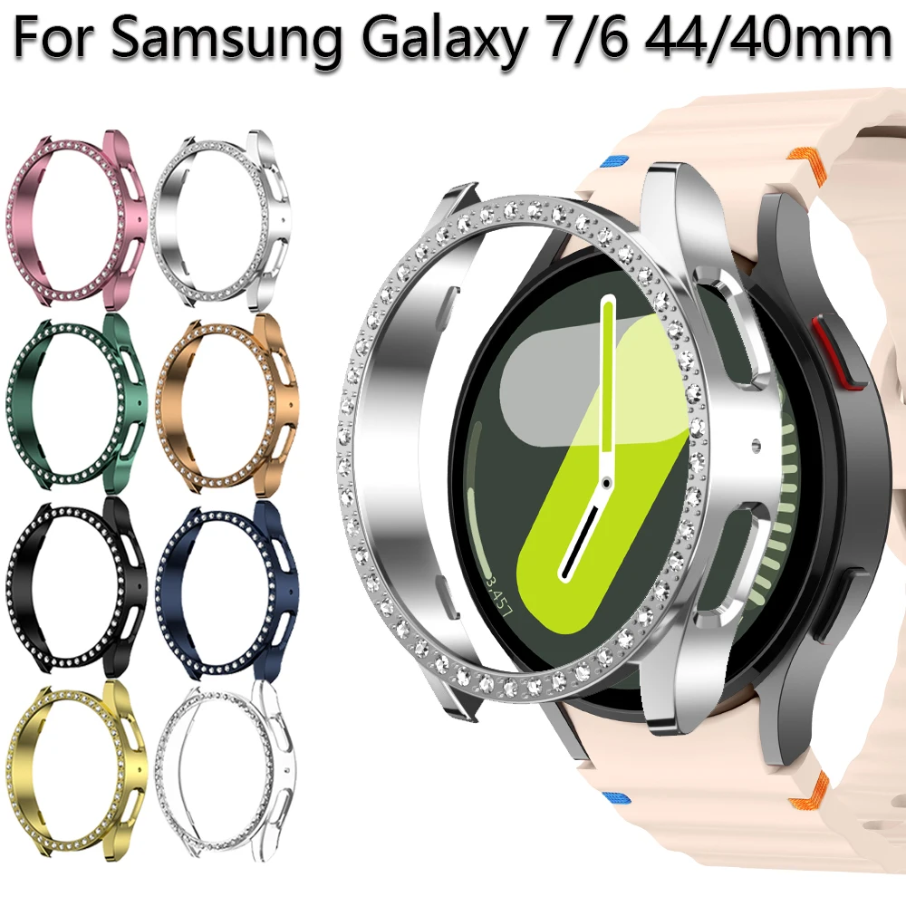 Diamond Bling Case for Samsung Galaxy Watch 7 40 44mm Hollow Electroplate Protector Cover For Galaxy Watch 6 44mm 40mm PC Bumper