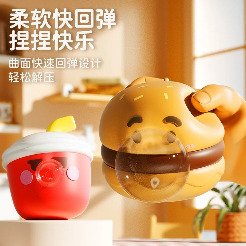 Weiche Spieß Blase Spielzeug Cartoon Hamburger Pommes Weiche Klebrige Squishi Stress Relief Spielzeug Lustige Kinder Squeeze Ball Sensorischen Zappeln Spielzeug