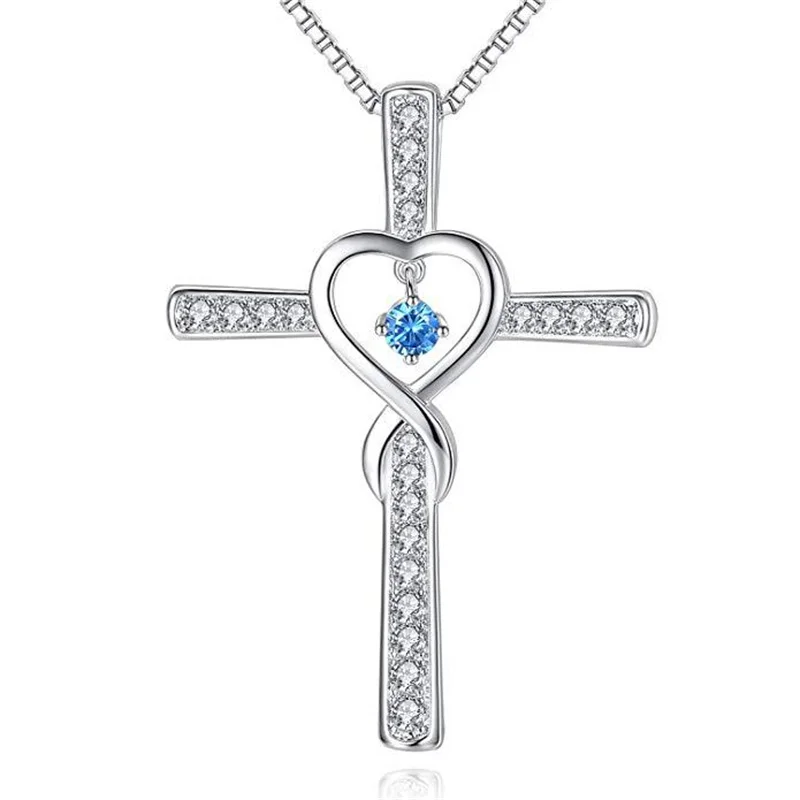 Top Quality Silve 925 Lady Pendant Necklace Jewelry Female Fashion Crystal Cross Necklace For Women Clavicle Accessories Male
