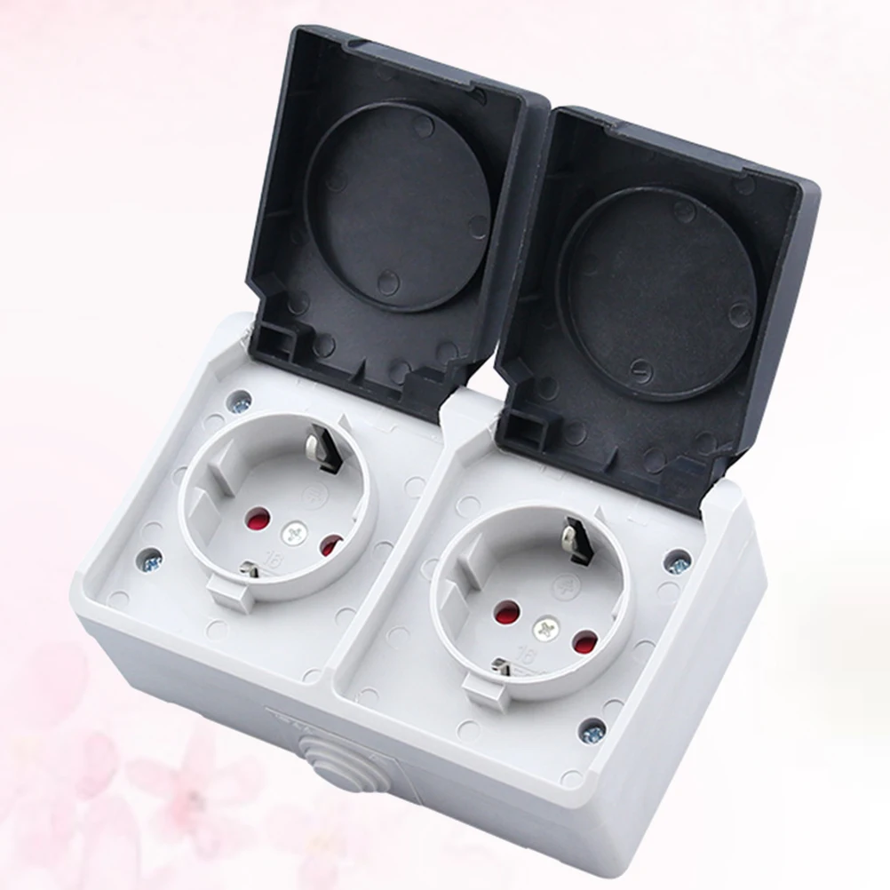 

2 250V 16A Wall Sockets German Type Surface Mounted White Electrical Home Storage Anti Splash Plug Universal