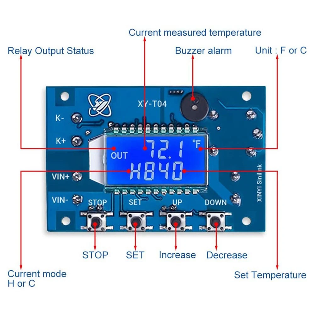 12V DC Digital Temperature Controller, WiFi APP Control High Temperature Control Module -99 Celsius-999 Celsius 24V