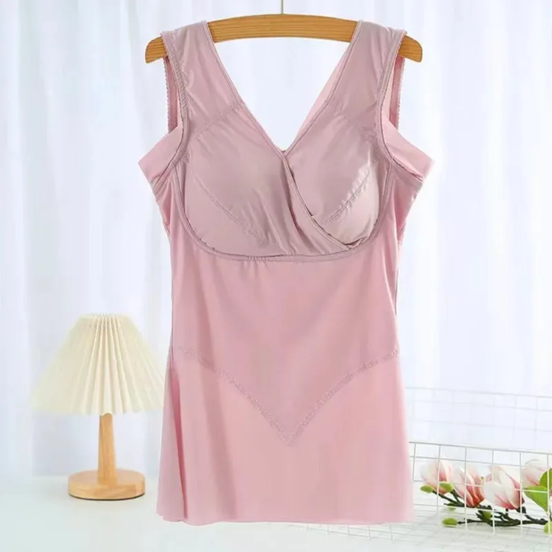 

Body Shaping Vest With Bra Close Breast Long Bra Large Size With Cup Shape Brassiere Femme Women Tops