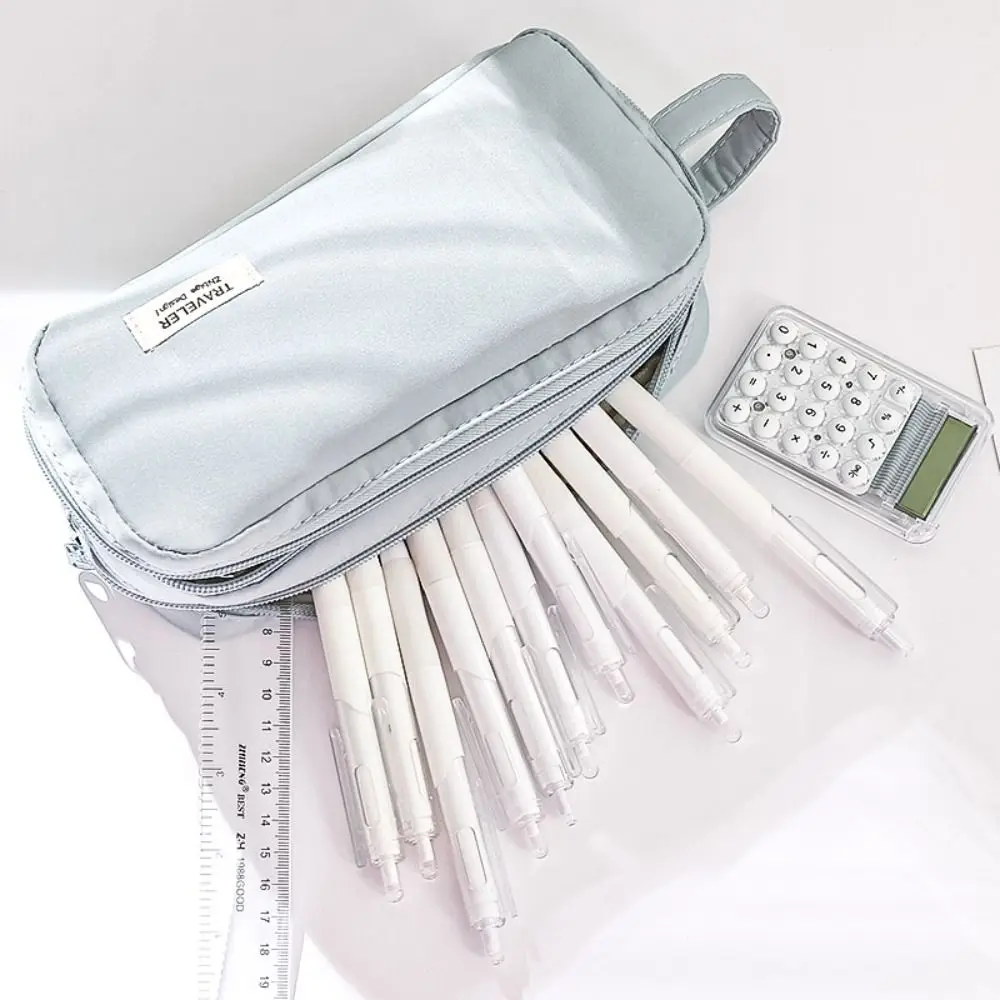 Bolsa para bolígrafos multicapa de alta calidad, bolsa de papelería multifuncional de gran capacidad, estuche para lápices portátil, escuela y oficina