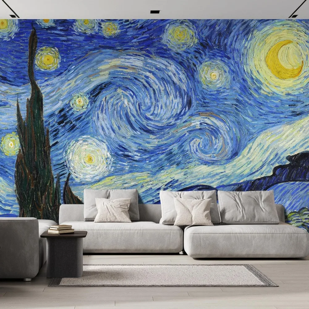 Wall Sticker/Wall Mural Beautiful Van Gogh's Starry Night Dreamy, Not Peel and Stick, Non-Woven Wallpaper Decorative