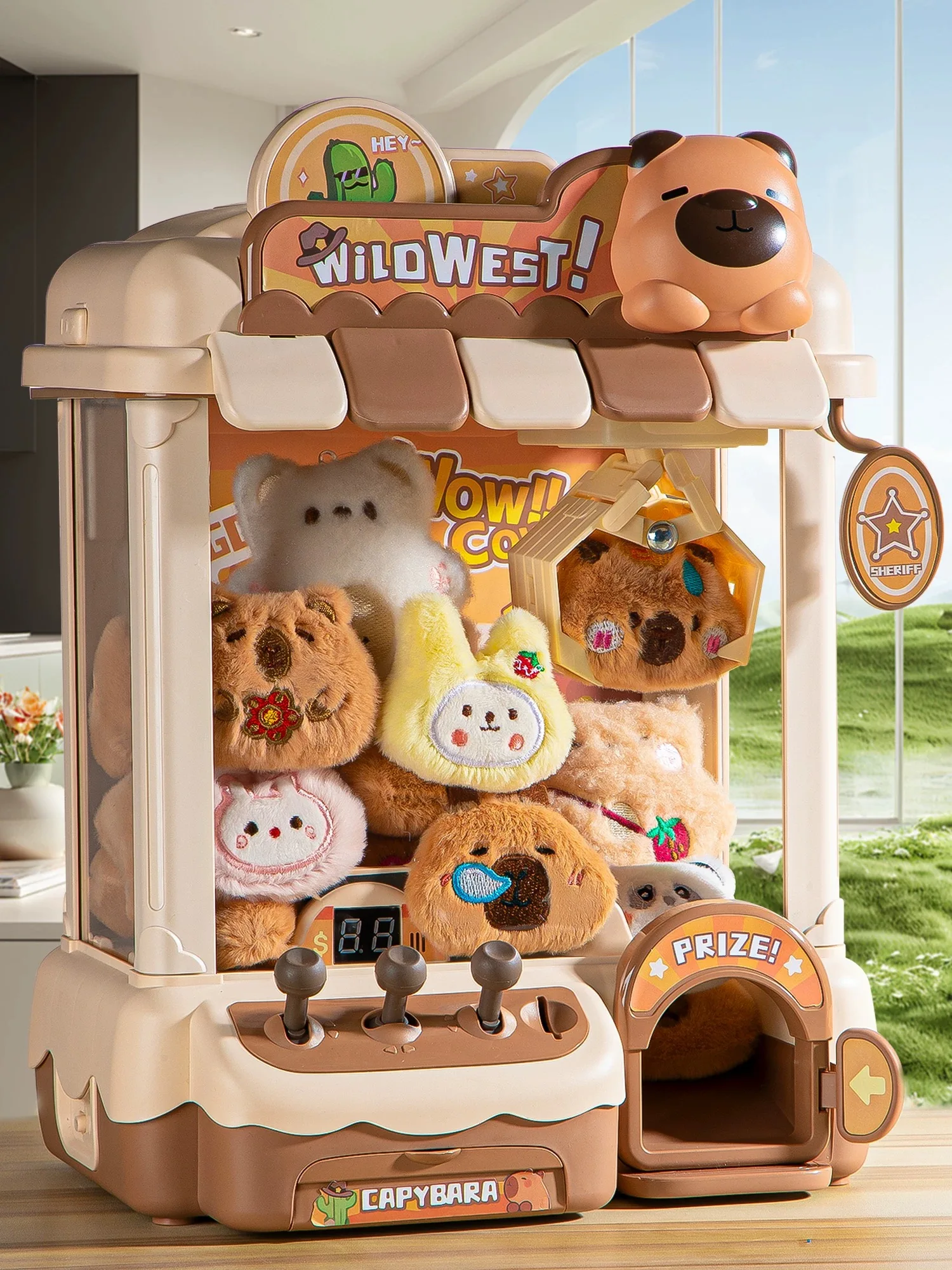 DIY Automatic Doll Machine Kids Coin Operated Play Game Mini Claw Catch Toys Crane Machines Music Doll for Christmas Gifts