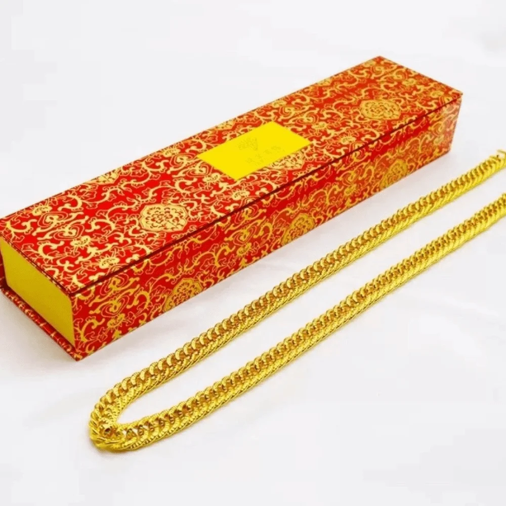 Alloy Electroplated Cuban Link Chain Necklace Fade Resistant Gold Tone Saddle Chain Necklace Chunky Hypoallergenic