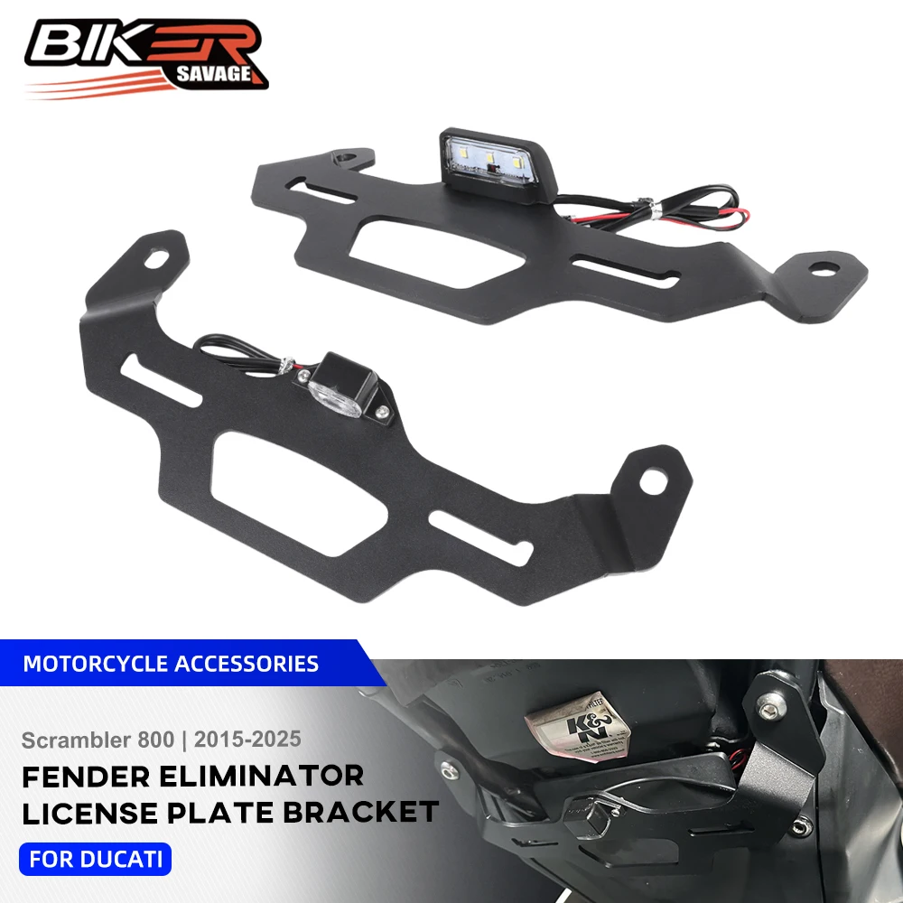 

License Plate Holder For Ducati Scrambler 800 Cafe Racer Nightshift 2015-2025 Rear Tail Bracket LED Light Fender Eliminator