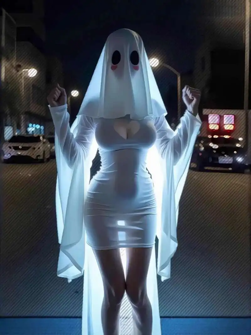 Pure Desire Hollow Ghost Dress Halloween Uniform Temptation Dress Backless Deep V Long Sleevess Dress Elegant Charming  5DZW