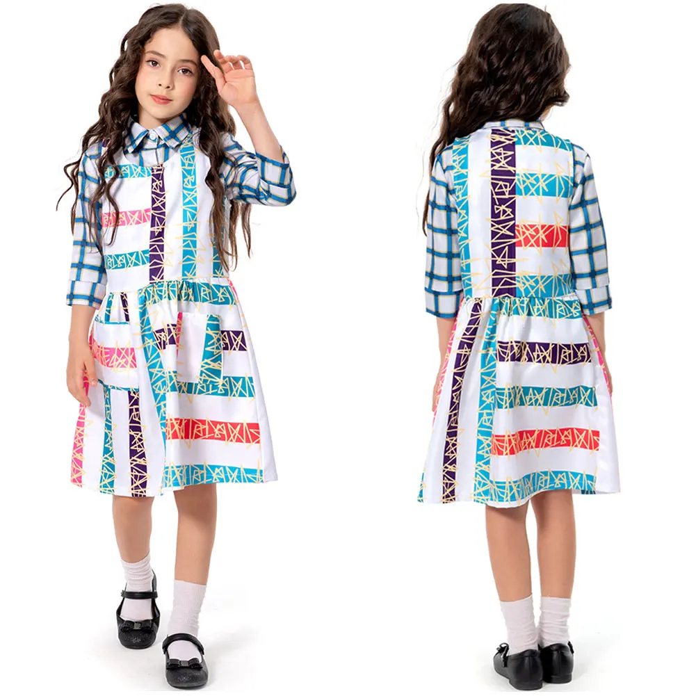 TV ST 4 Cosplay Costume 11 Eleven Dress Outfits Women Kids Girls Plaid Shirt Sleeveless Dress Suit Halloween