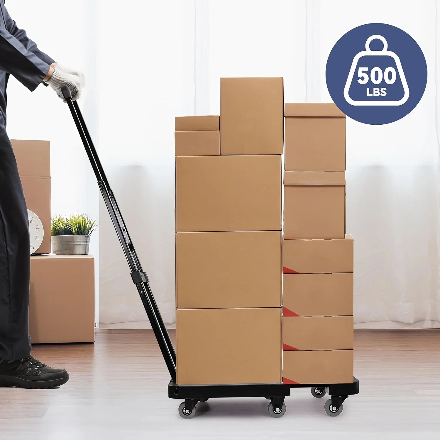 2/6 Wheels Collapsible Luggage Cart, Folding Hand Truck, Travel, Moving, Shopping, Office Use, [Lightweight|Portable] Lightweight Portable Folding Trolley Cart & Utility Dolly With Non-Slip Wheels For Home And Warehouse Use