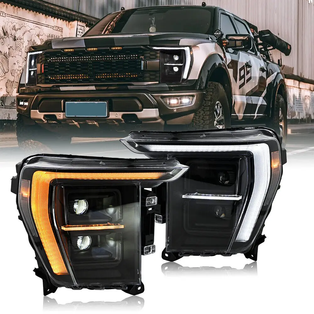 

1 комплект светодиодных фар в сборе для Ford F-150 F150 14-го поколения P702 2021-2023, передние фары в сборе, аксессуары для фар DRL