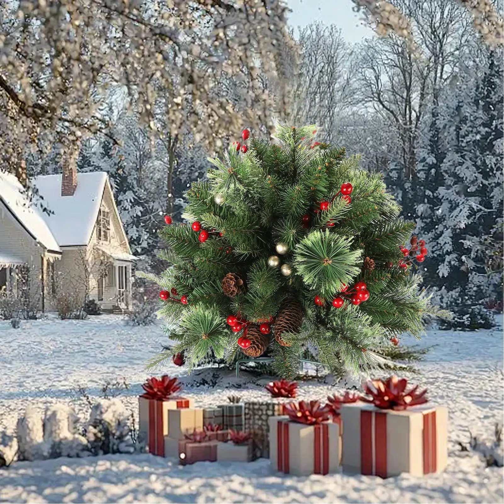 

Lawn Stakes Yard Garden Stake Christmas Tree Art Spikes Decoration Insert Signs Ground For Porch Spring Outside Pathway Lawn