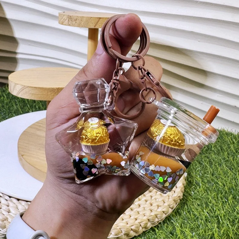 oil-infused silky chocolate pendant, acrylic drift bottle, cute and exquisite quicksand
