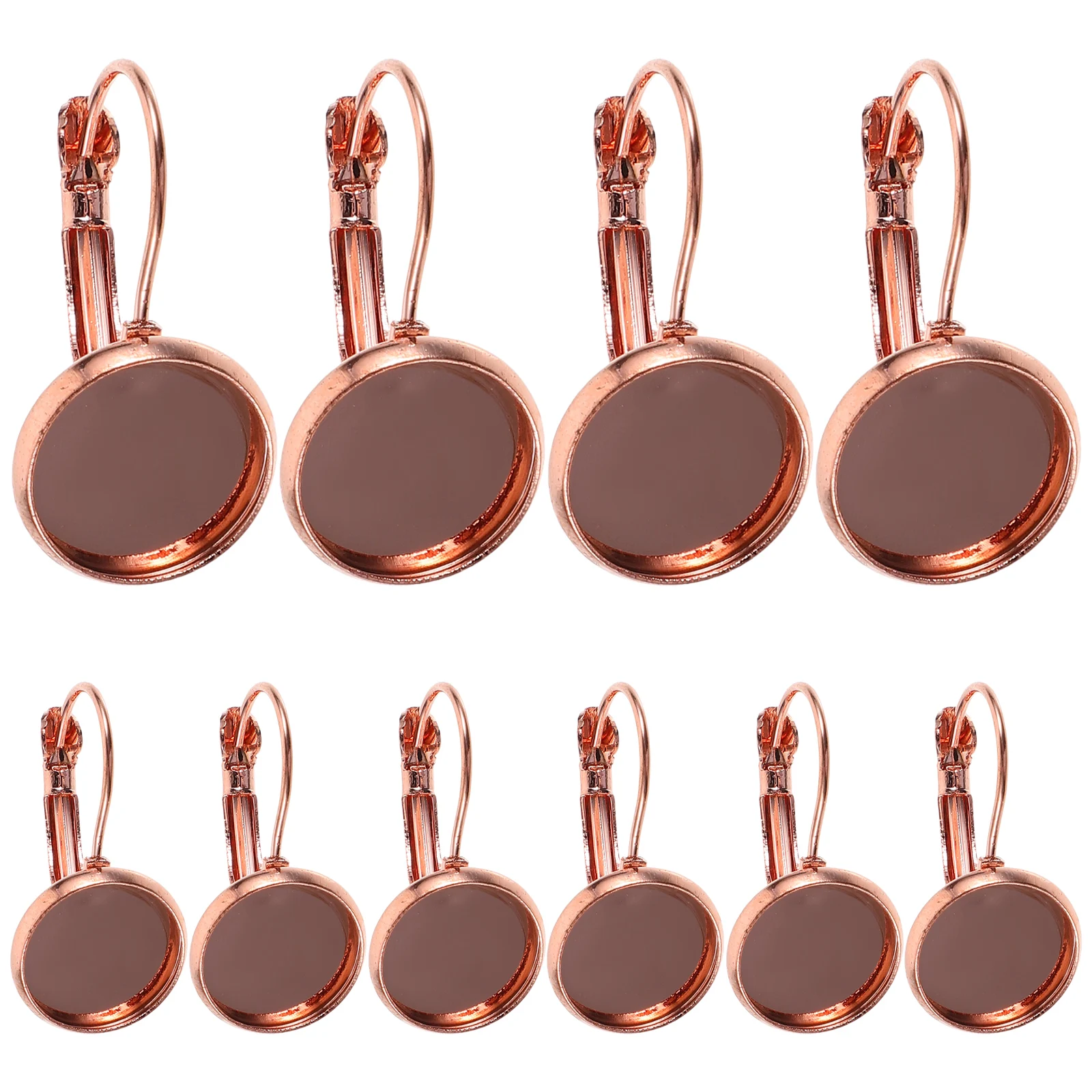 

20pcs Earring Tray Bezel Earhook Rose Gold Iron Accessories Jewelry Making Bright Gemstone Craft Resin Elegant Pendant Trays