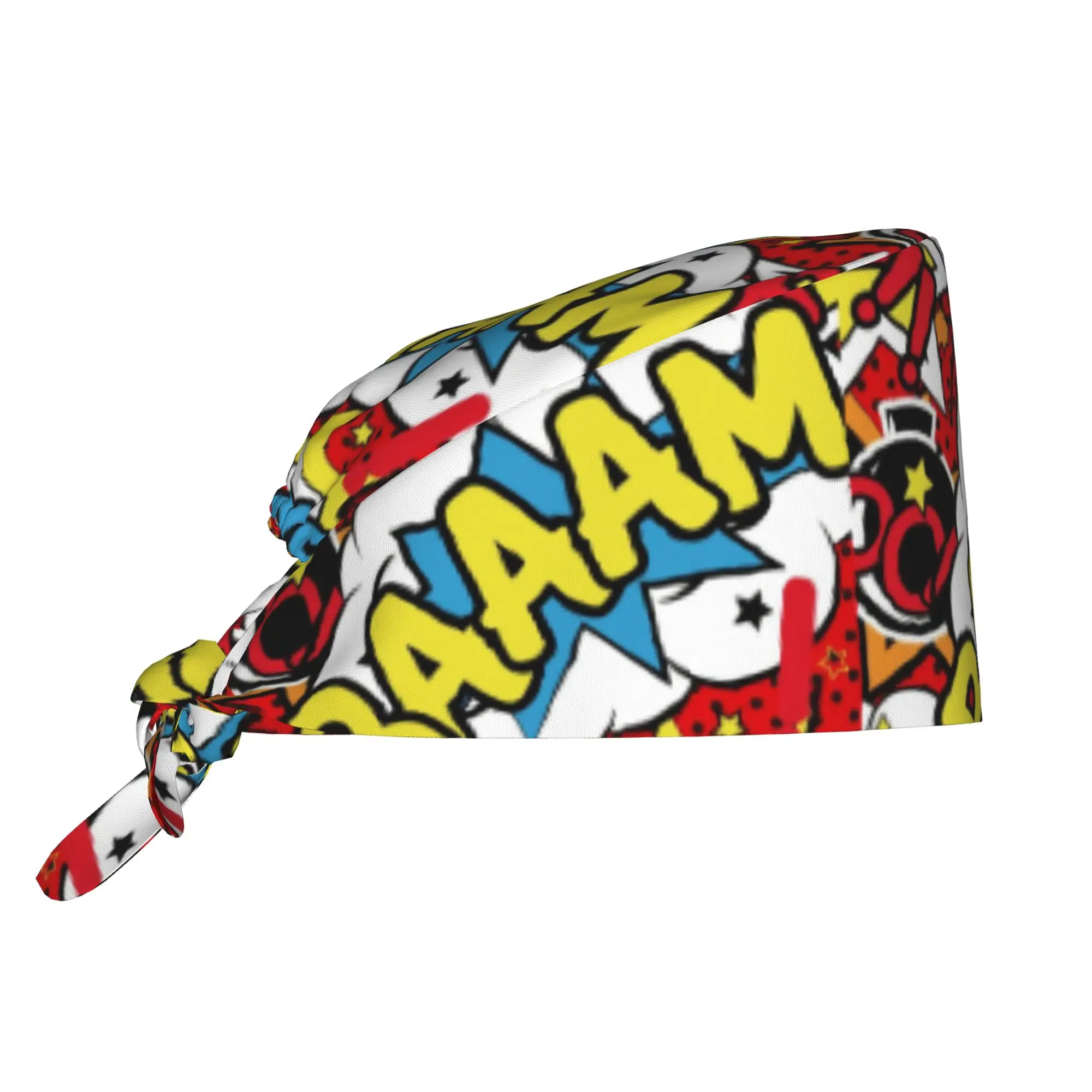 Custom Comic Book Medical Staff Scrubs Hat Unisex  Doctor Nursing Surgical Cap Scrub Caps