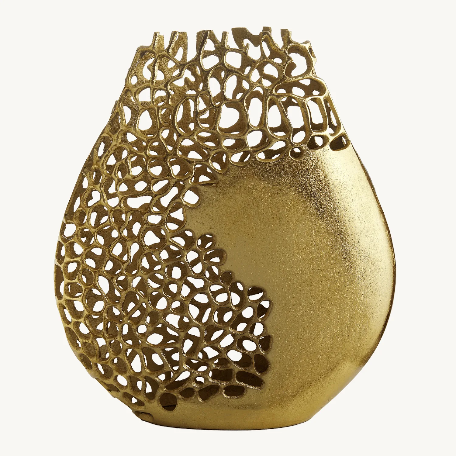 Modern Light Luxury Semi-hollow Gilt Water Drop Vase, Living Room Entrance Dried Flower Soft Decoration Ornament