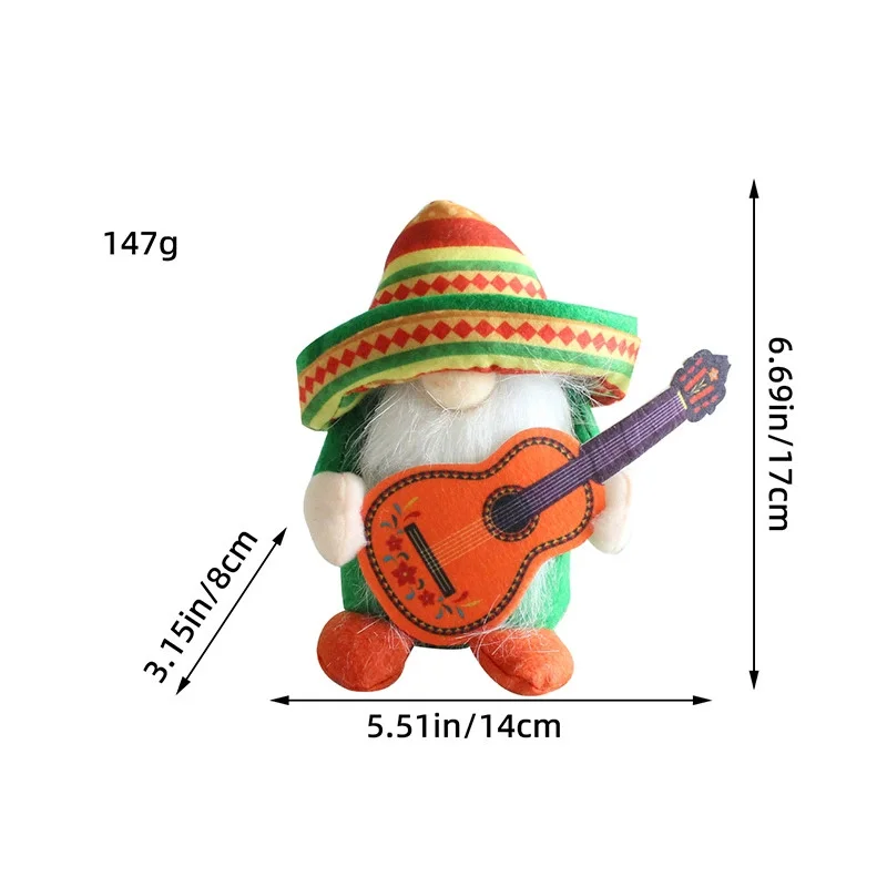 2025 ماردي غرا كرنفال مجهولي الهوية الرجل العجوز هاواي نمط المكسيكي القش قبعة أفخم دمية زخرفة هدية الكريسماس
