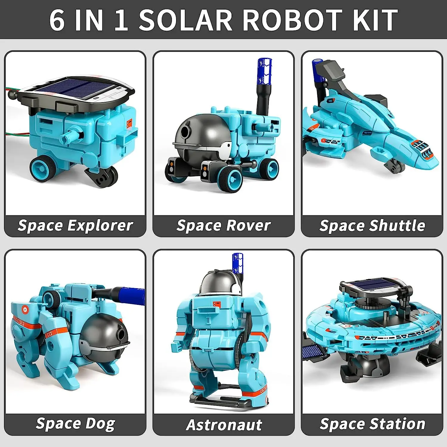 Assembling Robot Kit 6 in 1 Educational DIY Creation Toy Science Solar Powered STEM Building Sets for Children Gift YK26