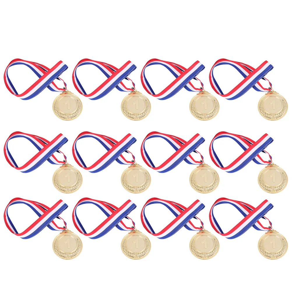 12Pcs Metal Sports Medals Hanging Award for Competition School Sports Day Student Reward Prize Decorative Medals