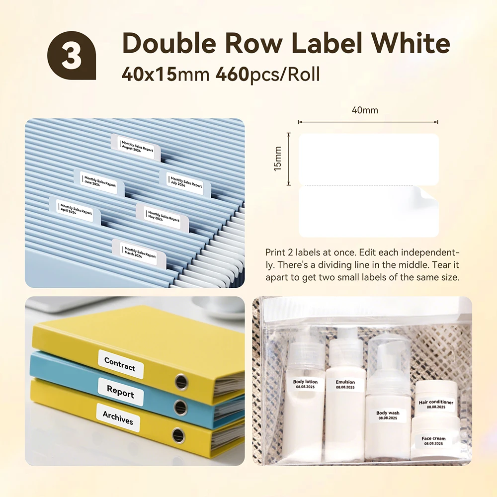 1 لفة NIIMBOT ملصق لاصق حراري أبيض/بارد لـ B1 B21 B3S B31 B4 مضاد للزيت ومقاوم للتمزق شارة السعر للاستخدام المنزلي للأعمال