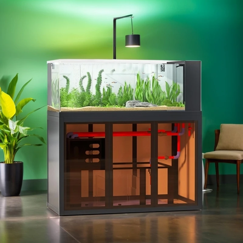 النمط الصناعي مفتوح الرؤية Aquascape حوض السمك الجانب تجاوز حوض تصفية خزان منخفض صيانة نهر تيار البيئي للأسماك