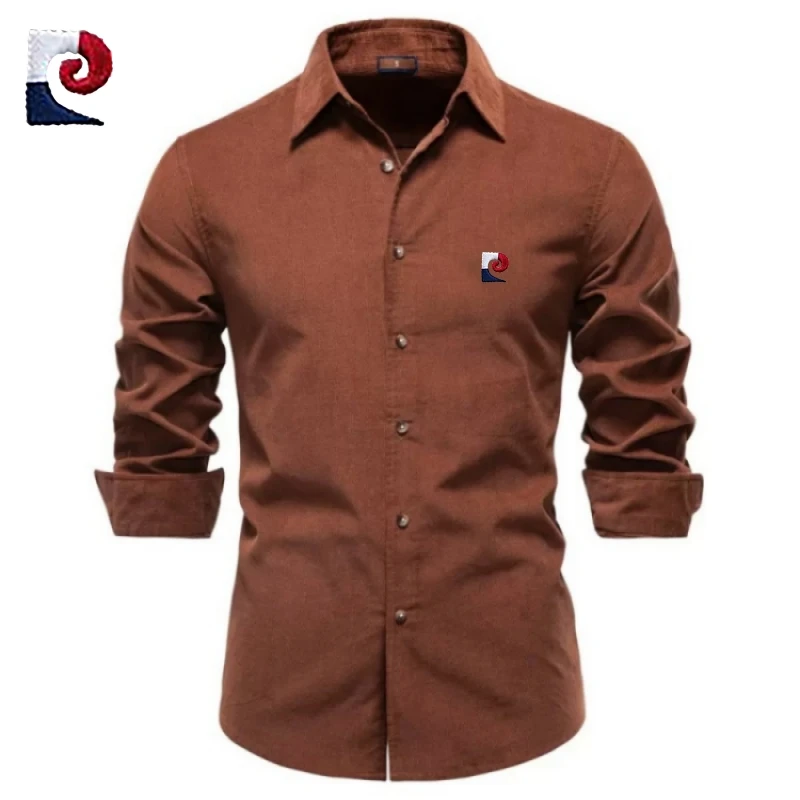 

Spring and Autumn men's high-quality corduroy long sleeved shirt, new fashion, business, casual, warm and versatile top