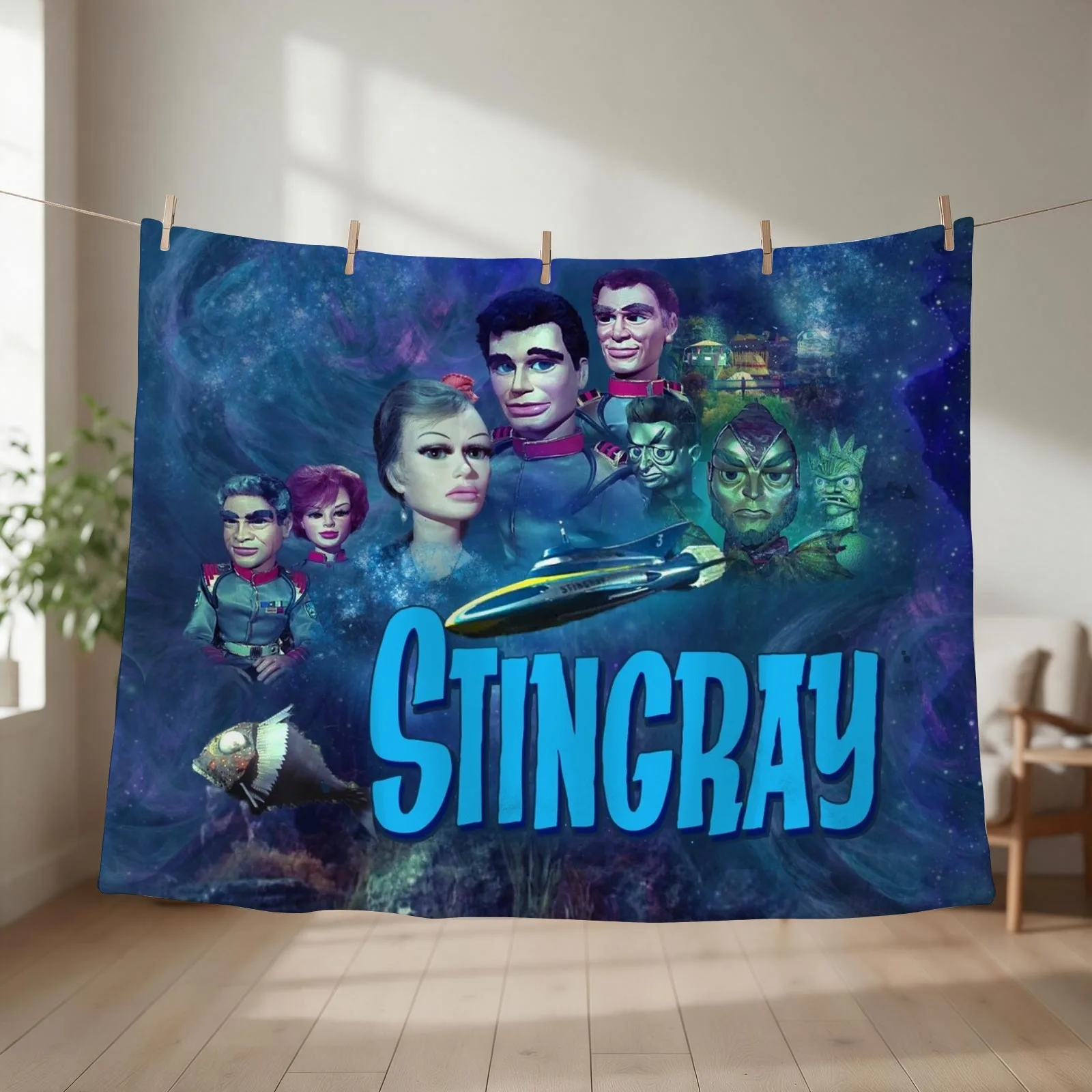 STINGRAY 1 Throw Blanket couch cozy soft plush fuzzy picnic outdoor blanket