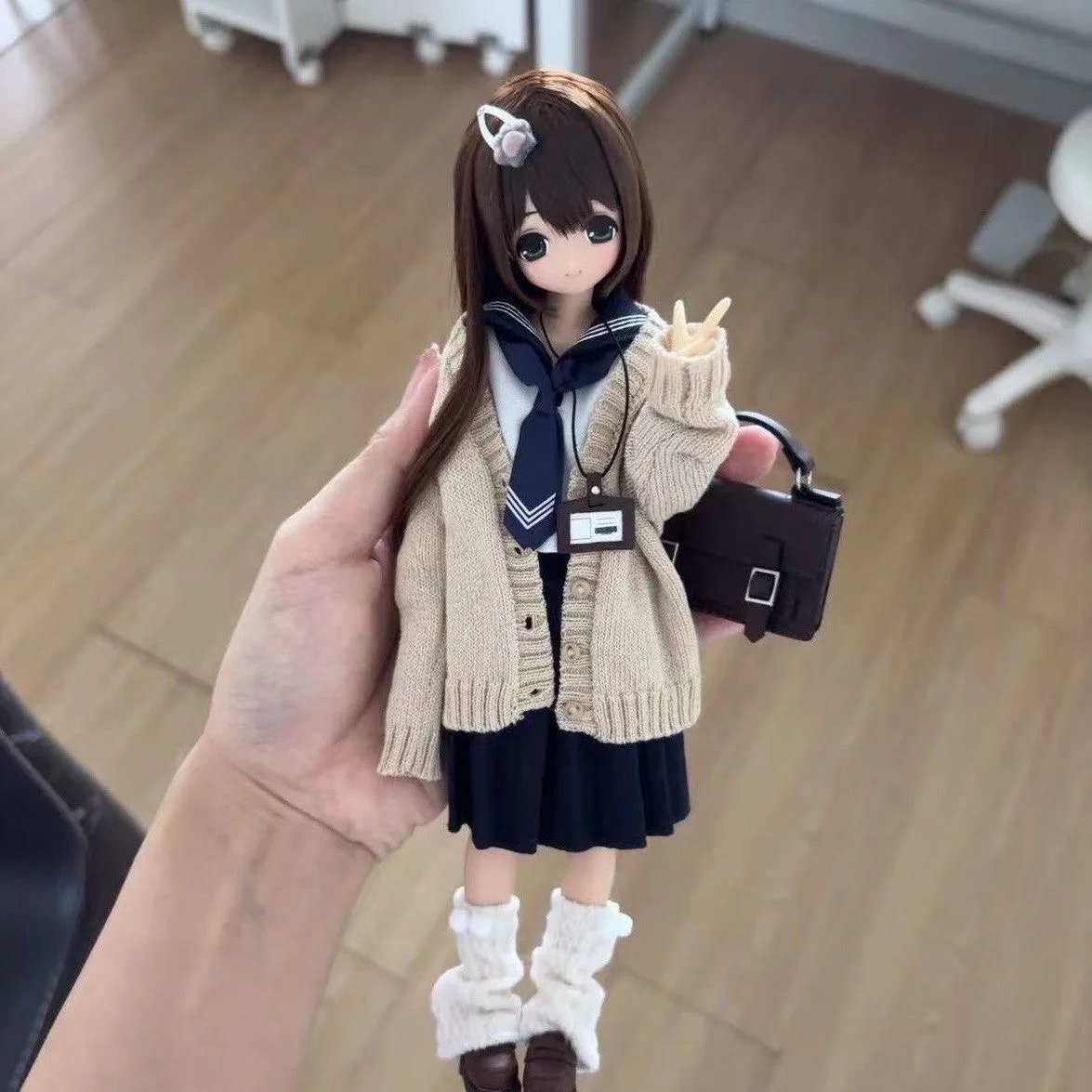 1/6 BJD Doll Clothes Accessories Cute Preppy-style Shirt + JK Skirt + Knitted Cardigan Set For OB22/OB24 BJD Doll Blythe Azone